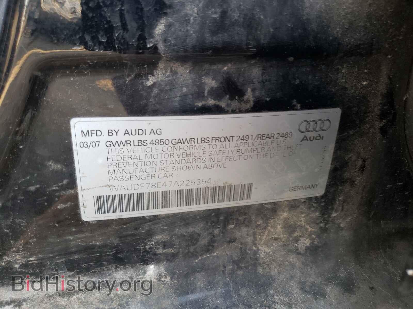 2007 AUDI A4 - VIN: WAUDF78E47A225354 - Фото 10