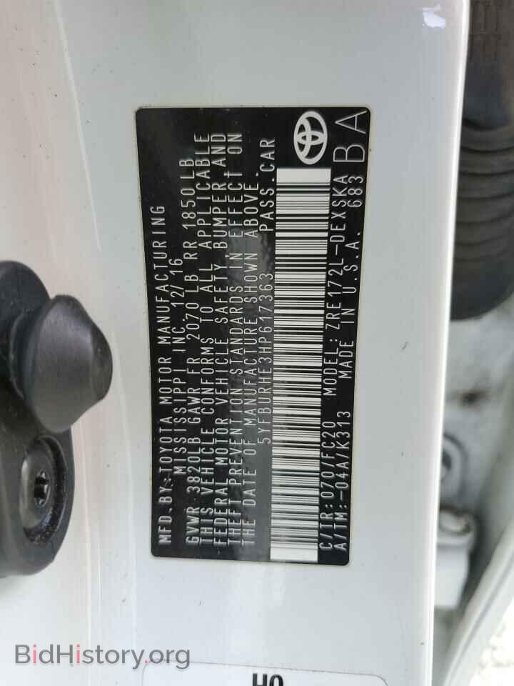 2017 TOYOTA COROLLA - VIN: 5YFBURHE3HP617363 - Фото 12