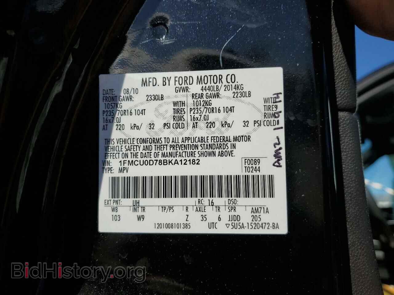 2011 FORD ESCAPE - VIN: 1FMCU0D78BKA12182 - Фото 12