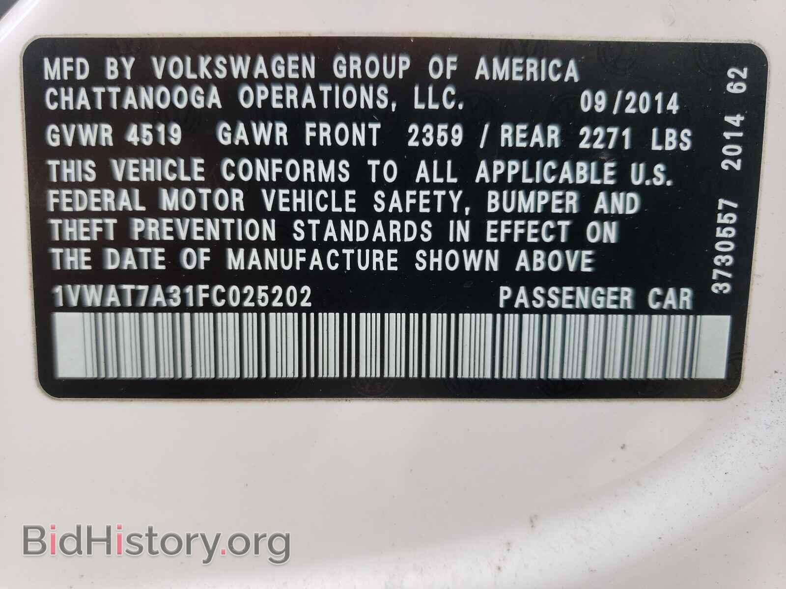 2015 VOLKSWAGEN PASSAT - VIN: 1VWAT7A31FC025202 - Фото 10