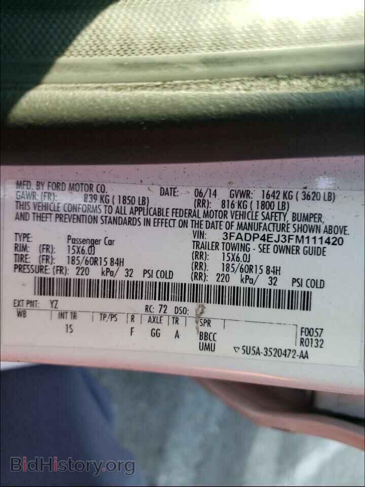 2015 FORD FIESTA - VIN: 3FADP4EJ3FM111420 - Фото 10