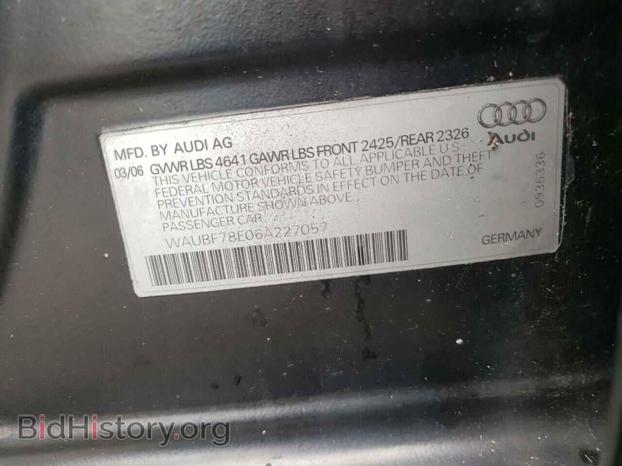 2006 AUDI A4 - VIN: WAUBF78E06A227057 - Фото 10