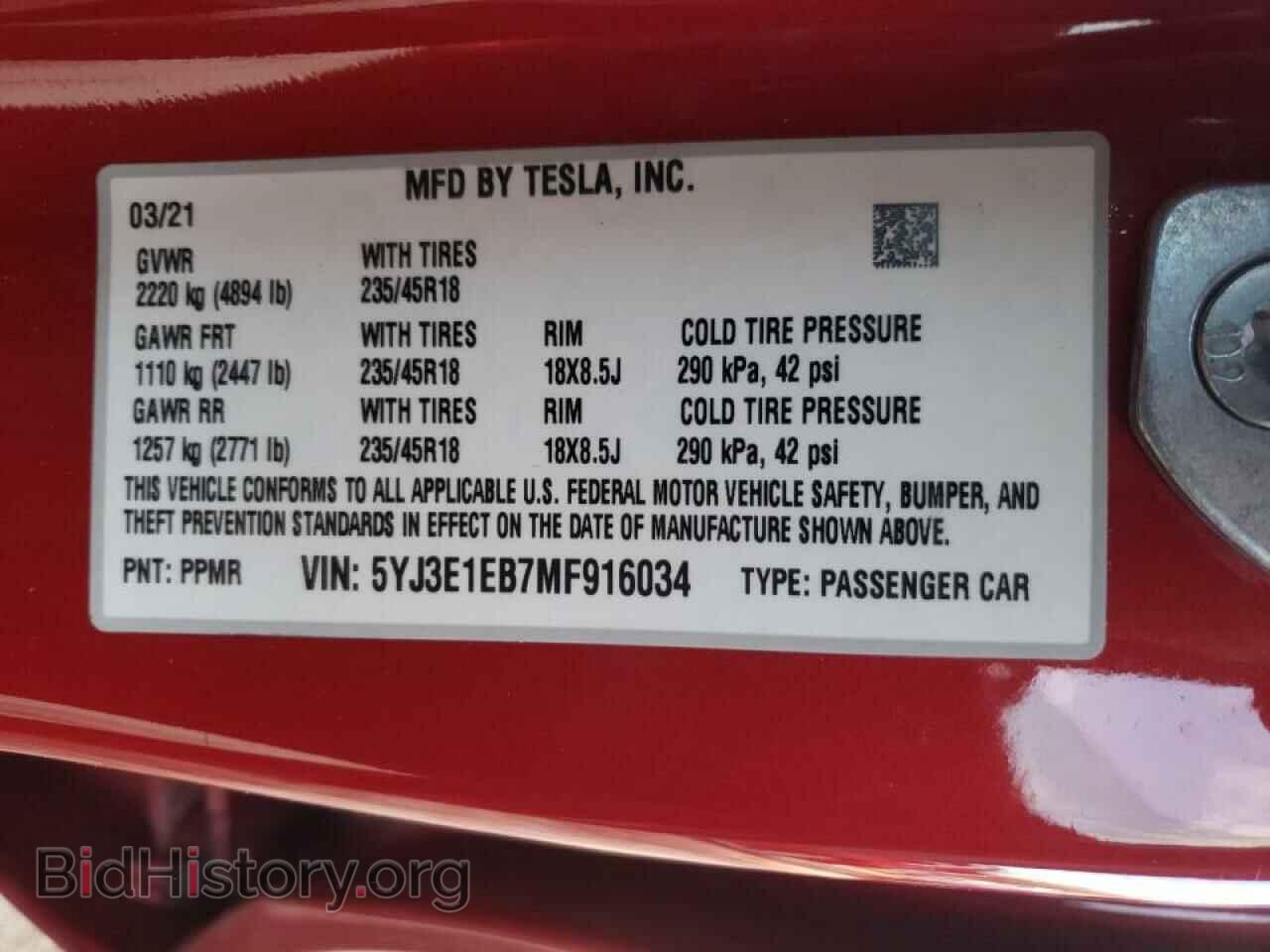 2021 TESLA MODEL 3 - VIN: 5YJ3E1EB7MF916034 - Photo 10