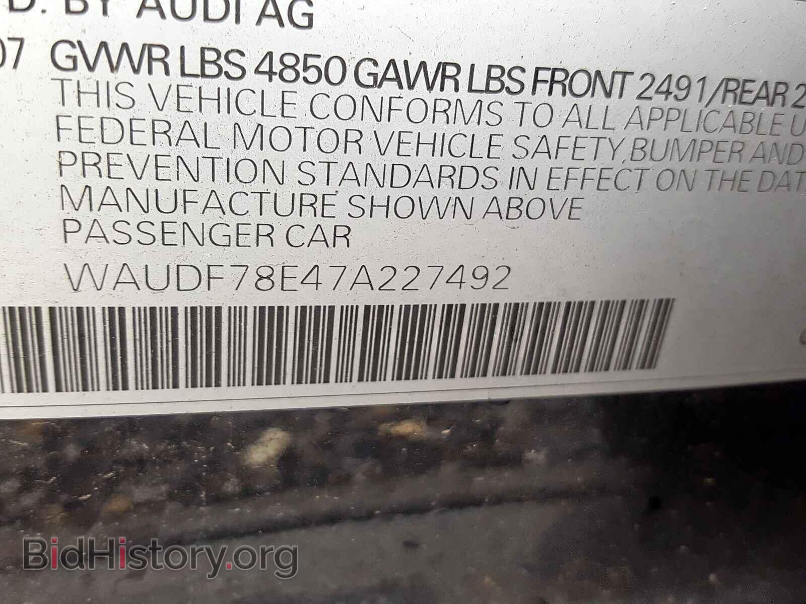 2007 AUDI A4 - VIN: WAUDF78E47A227492 - Фото 10