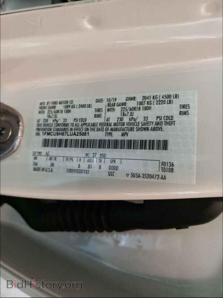 2020 FORD ESCAPE - VIN: 1FMCU9H67LUA25081 - Photo 10