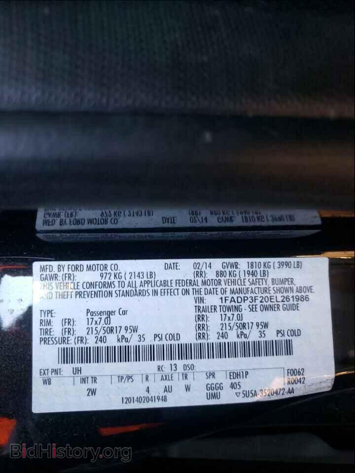 2014 FORD FOCUS - VIN: 1FADP3F20EL261986 - Фото 10