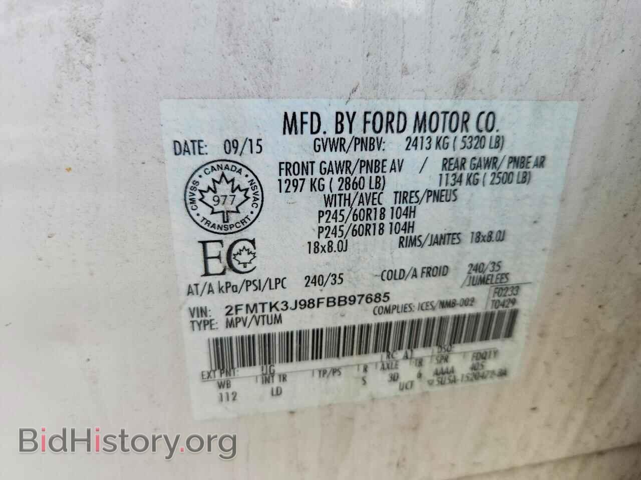 2015 FORD EDGE - VIN: 2FMTK3J98FBB97685 - Photo 14