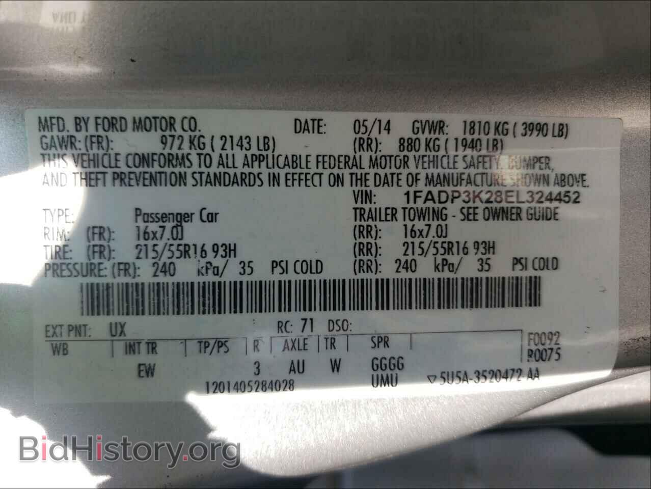 2014 FORD FOCUS - VIN: 1FADP3K28EL324452 - Фото 10