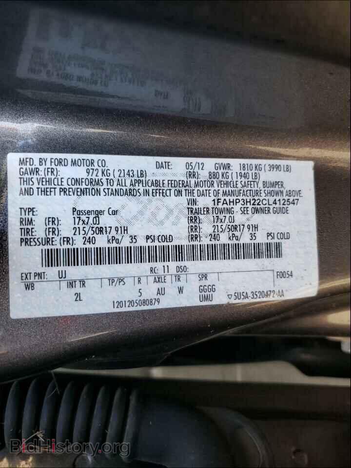 2012 FORD FOCUS - VIN: 1FAHP3H22CL412547 - Фото 10