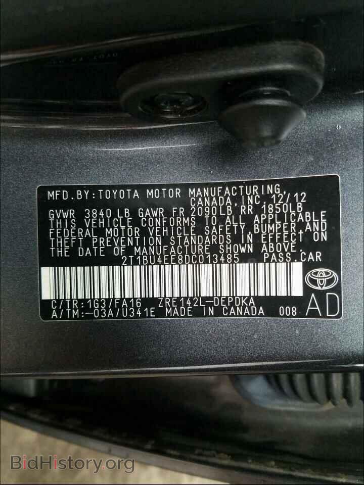 2013 TOYOTA COROLLA - VIN: 2T1BU4EE8DC013485 - Фото 10
