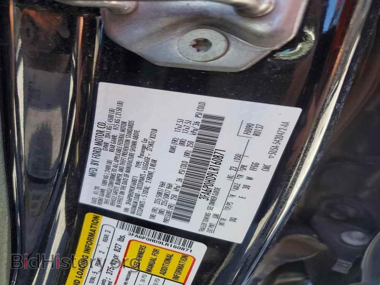 2020 FORD FUSION - VIN: 3FA6P0HD9LR160871 - Фото 12
