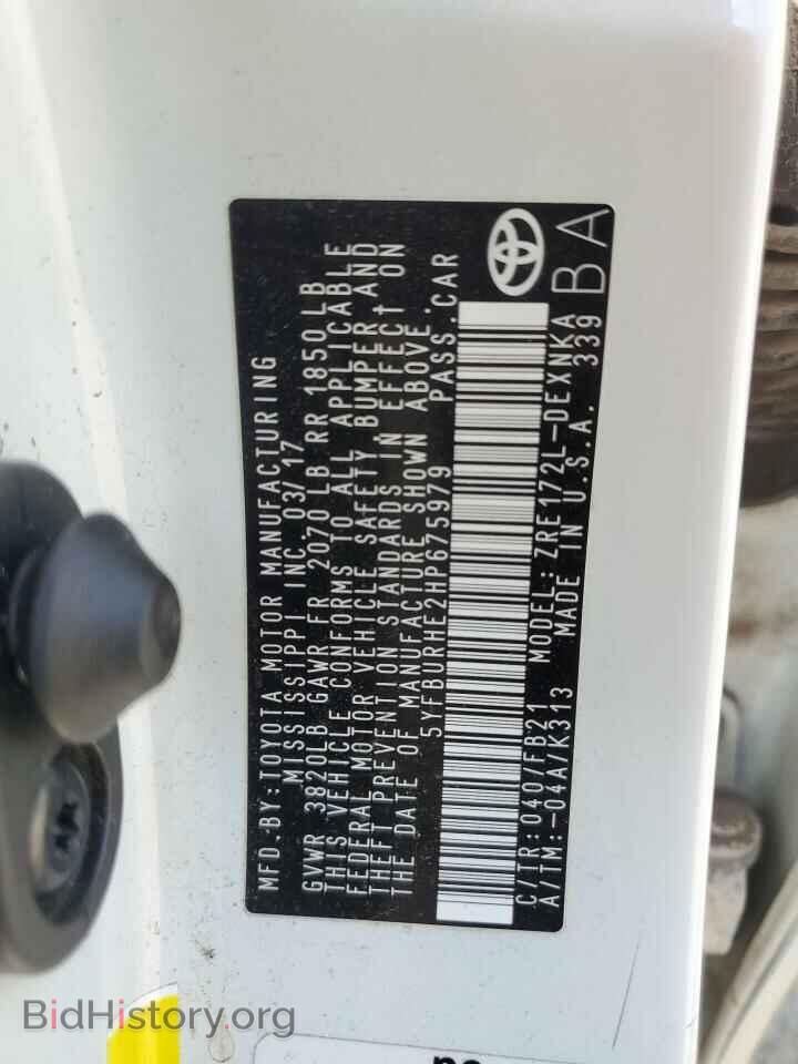 2017 TOYOTA COROLLA - VIN: 5YFBURHE2HP675979 - Фото 12