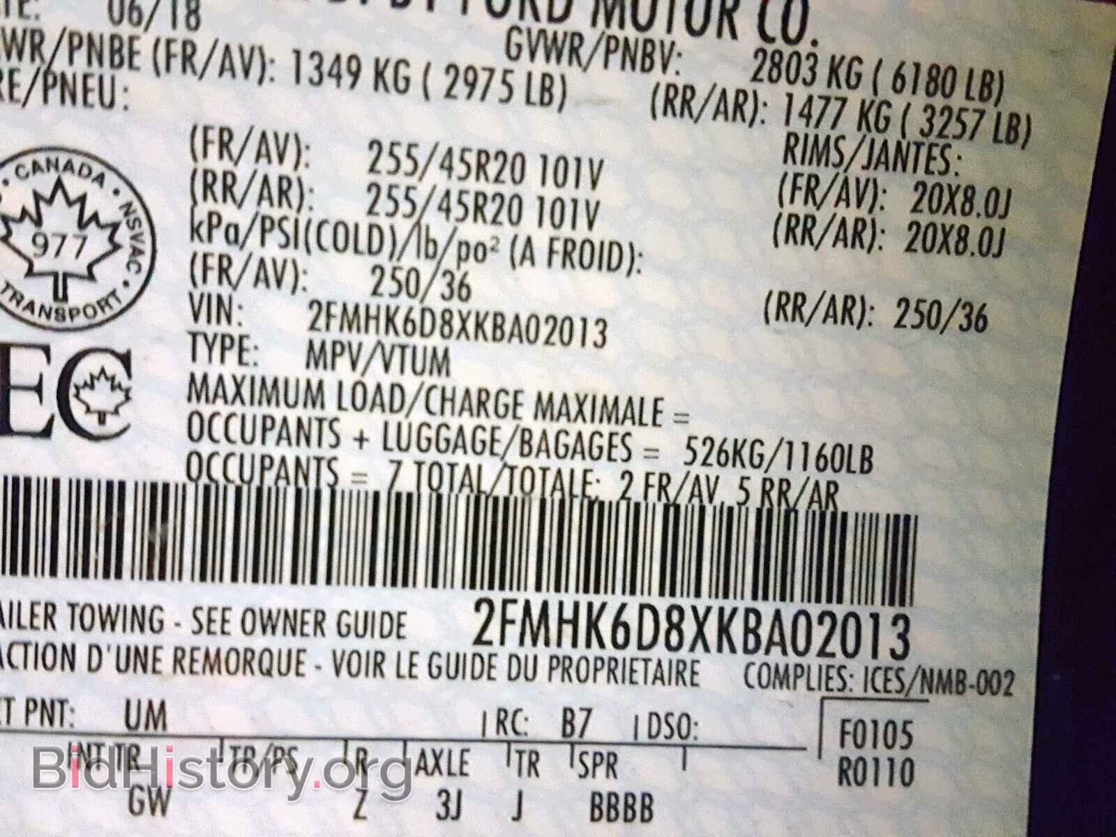 2019 FORD FLEX LIMIT - VIN: 2FMHK6D8XKBA02013 - Photo 10