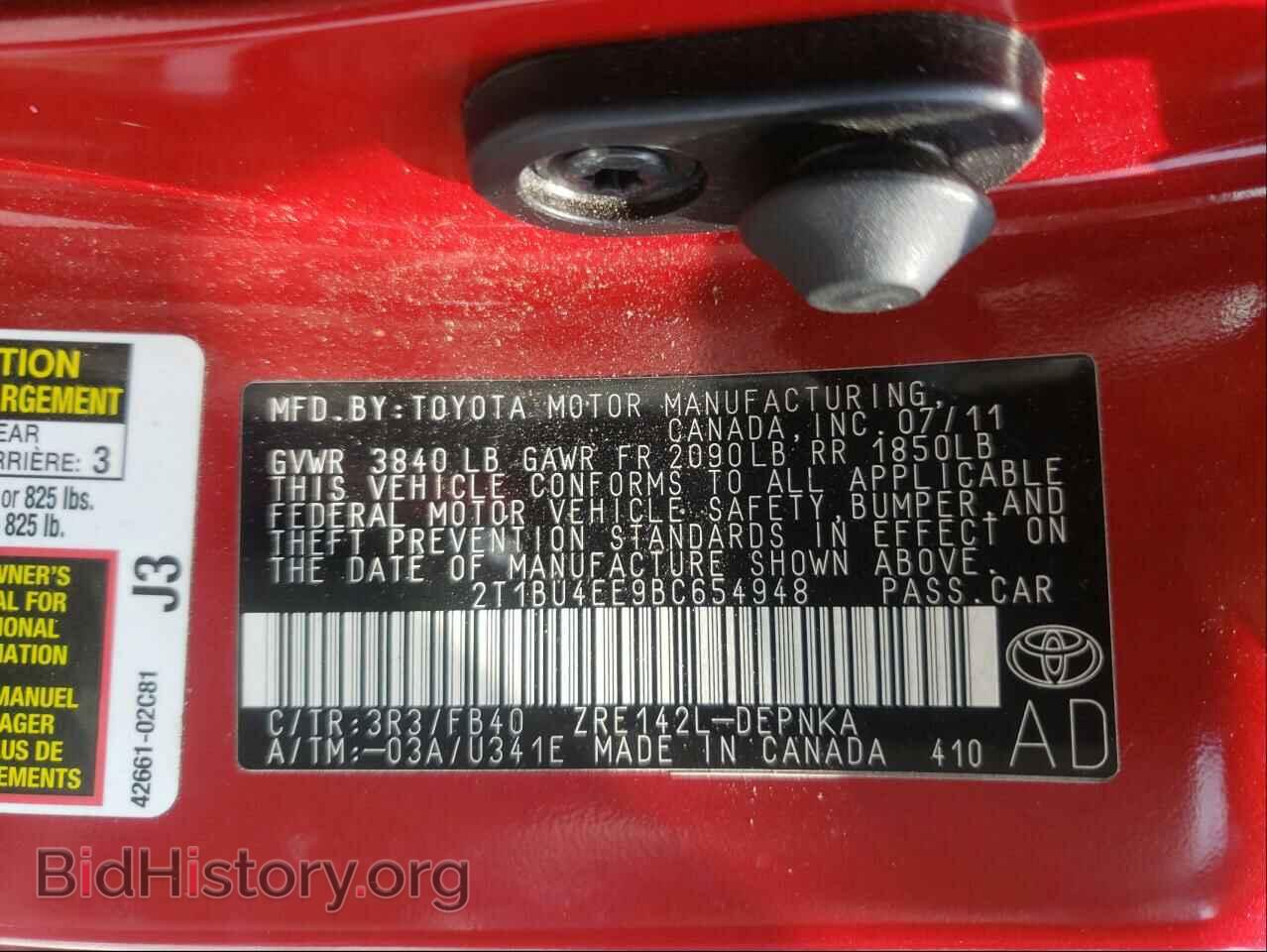 2011 TOYOTA COROLLA - VIN: 2T1BU4EE9BC654948 - Photo 10