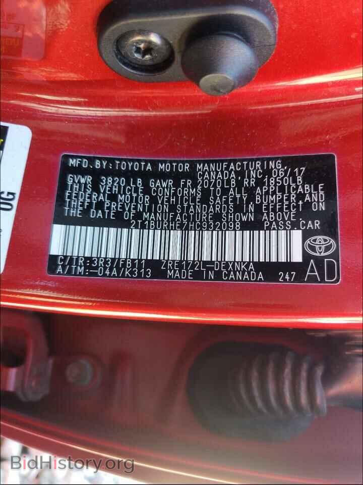 2017 TOYOTA COROLLA - VIN: 2T1BURHE7HC932098 - Фото 10