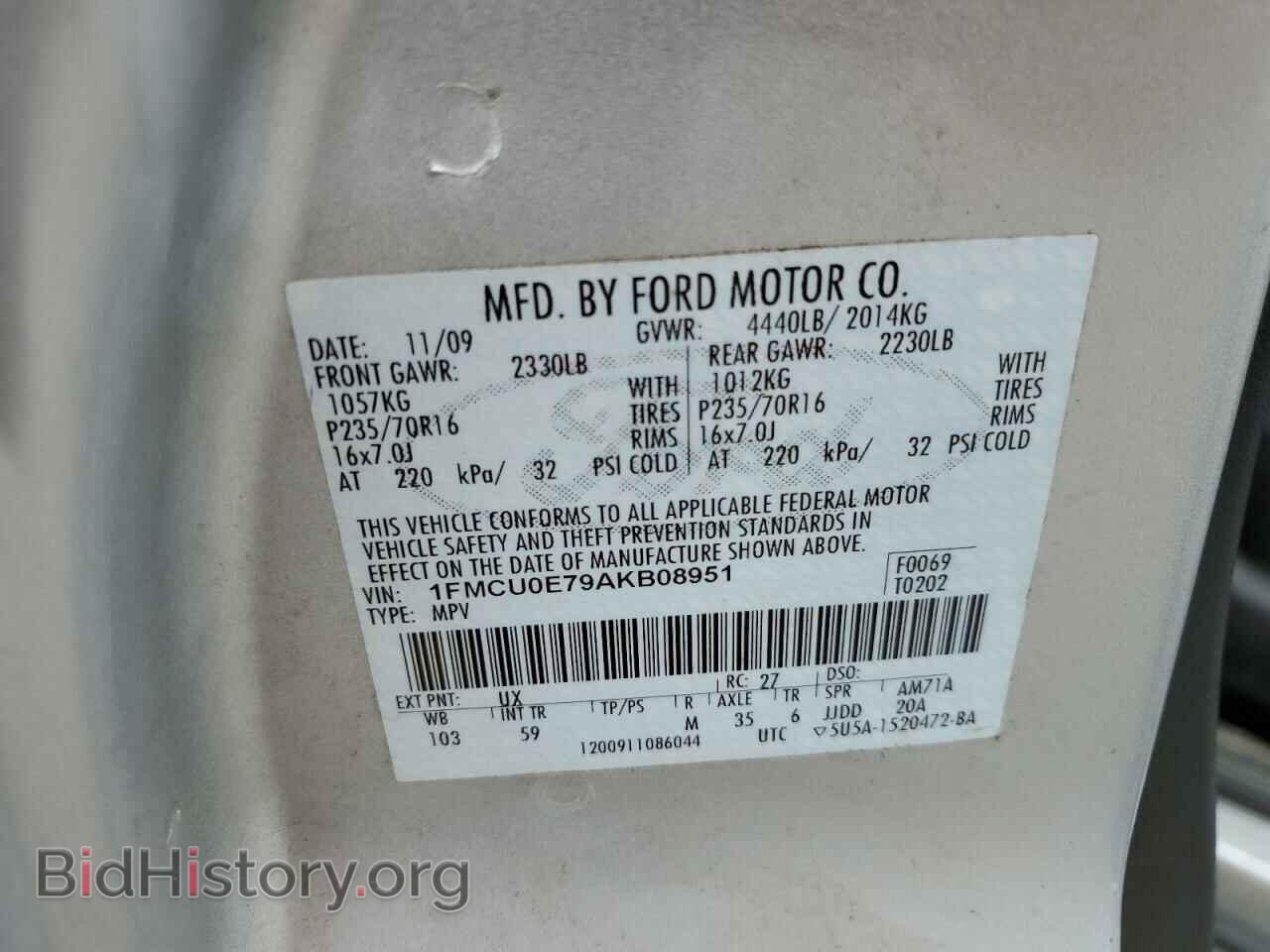 2010 FORD ESCAPE - VIN: 1FMCU0E79AKB08951 - Photo 10