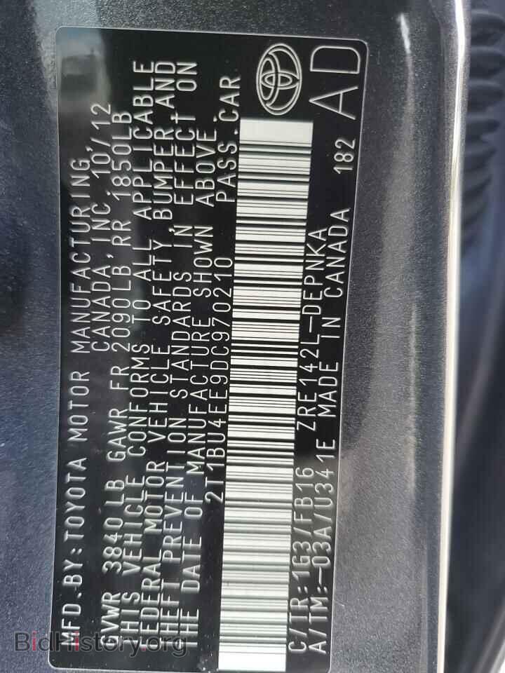 2013 TOYOTA COROLLA - VIN: 2T1BU4EE9DC970210 - Фото 12