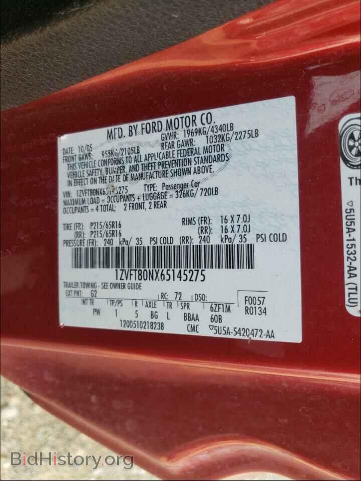 2006 FORD MUSTANG - VIN: 1ZVFT80NX65145275 - Фото 10