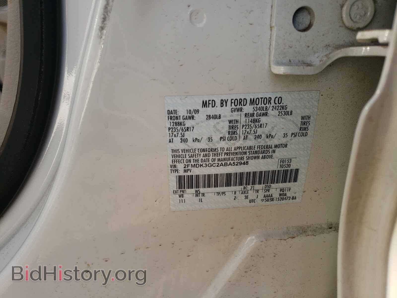 2010 FORD EDGE - VIN: 2FMDK3GC2ABA52948 - Photo 10