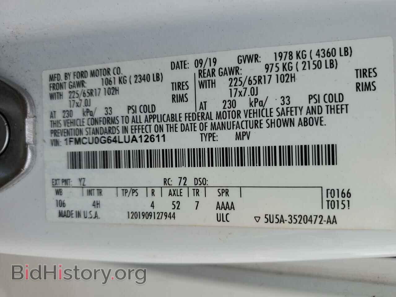 2020 FORD ESCAPE - VIN: 1FMCU0G64LUA12611 - Photo 14