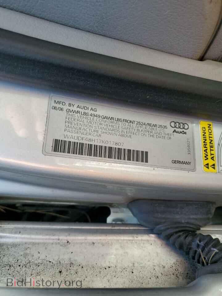 2007 AUDI A4 - VIN: WAUDF48H17K017807 - Фото 10