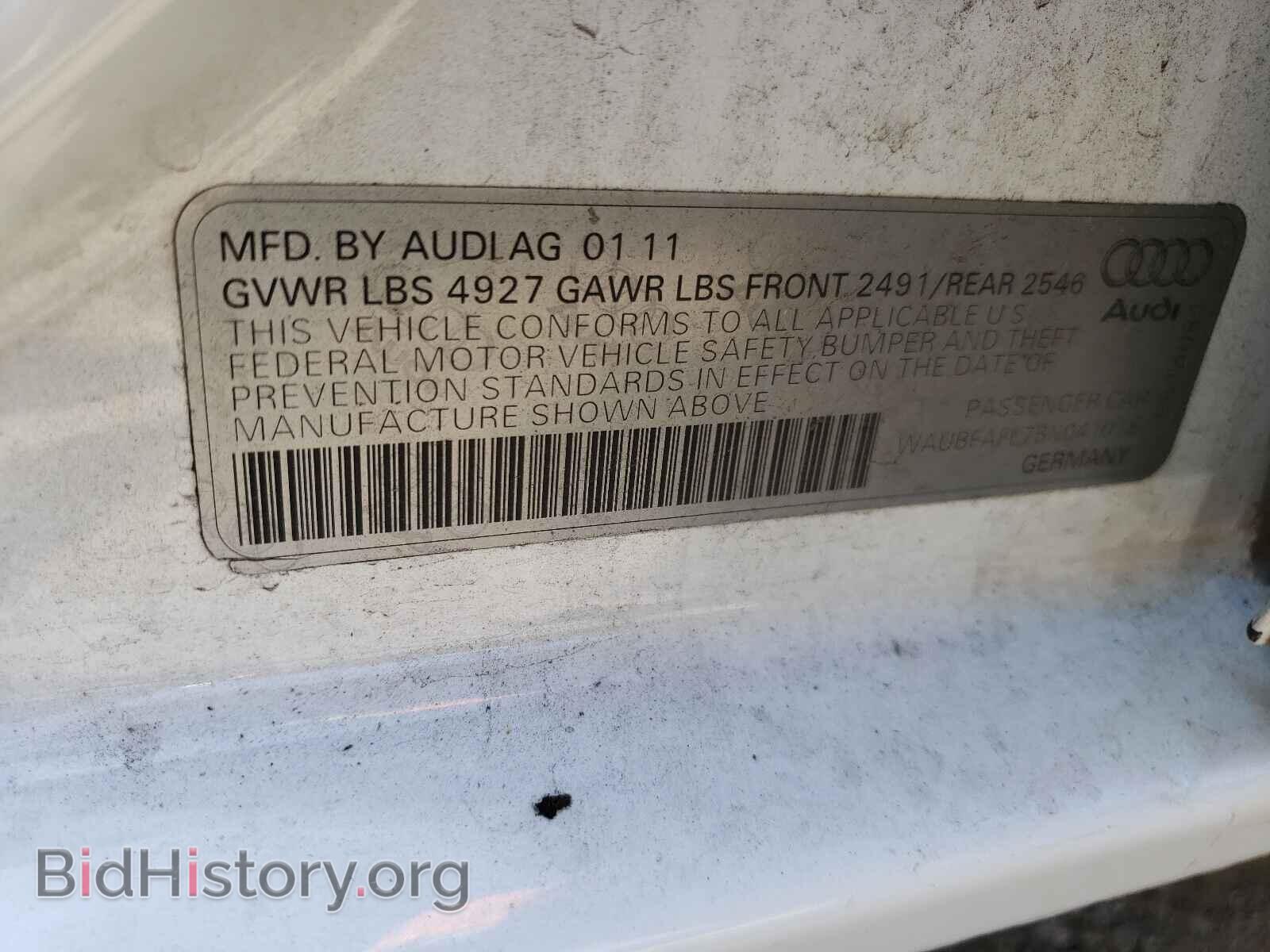 2011 AUDI A4 - VIN: WAUBFAFL7BN041078 - Фото 10