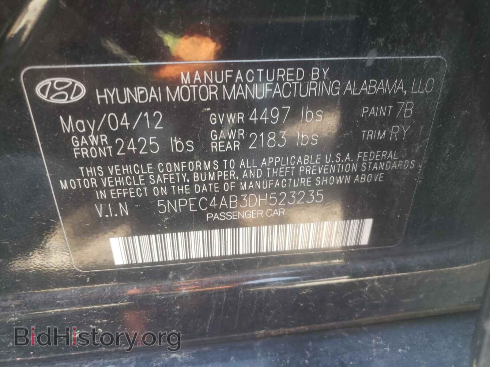 2013 HYUNDAI SONATA - VIN: 5NPEC4AB3DH523235 - Фото 10
