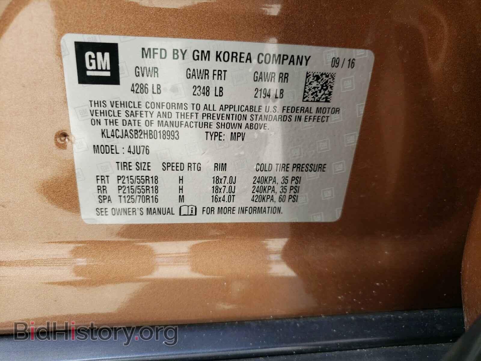 2017 BUICK ENCORE - VIN: KL4CJASB2HB018993 - Photo 10