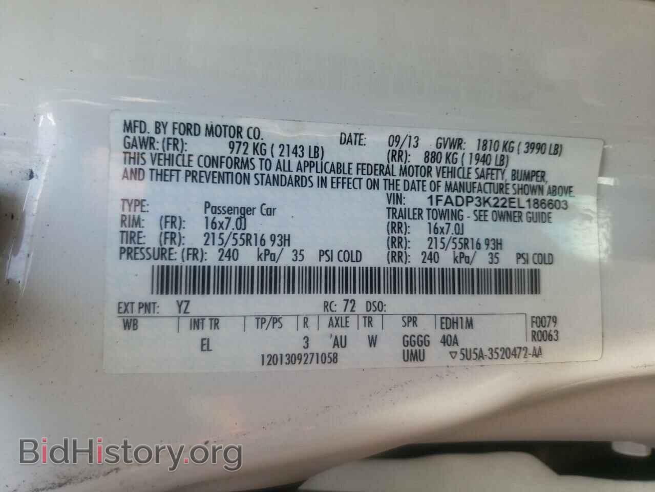 2014 FORD FOCUS - VIN: 1FADP3K22EL186603 - Фото 10