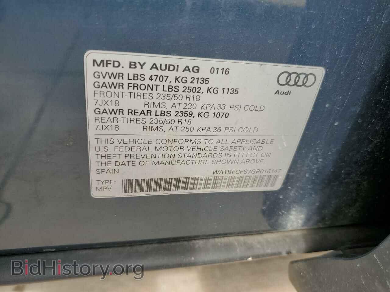 2016 AUDI Q3 - VIN: WA1BFCFS7GR016147 - Фото 13