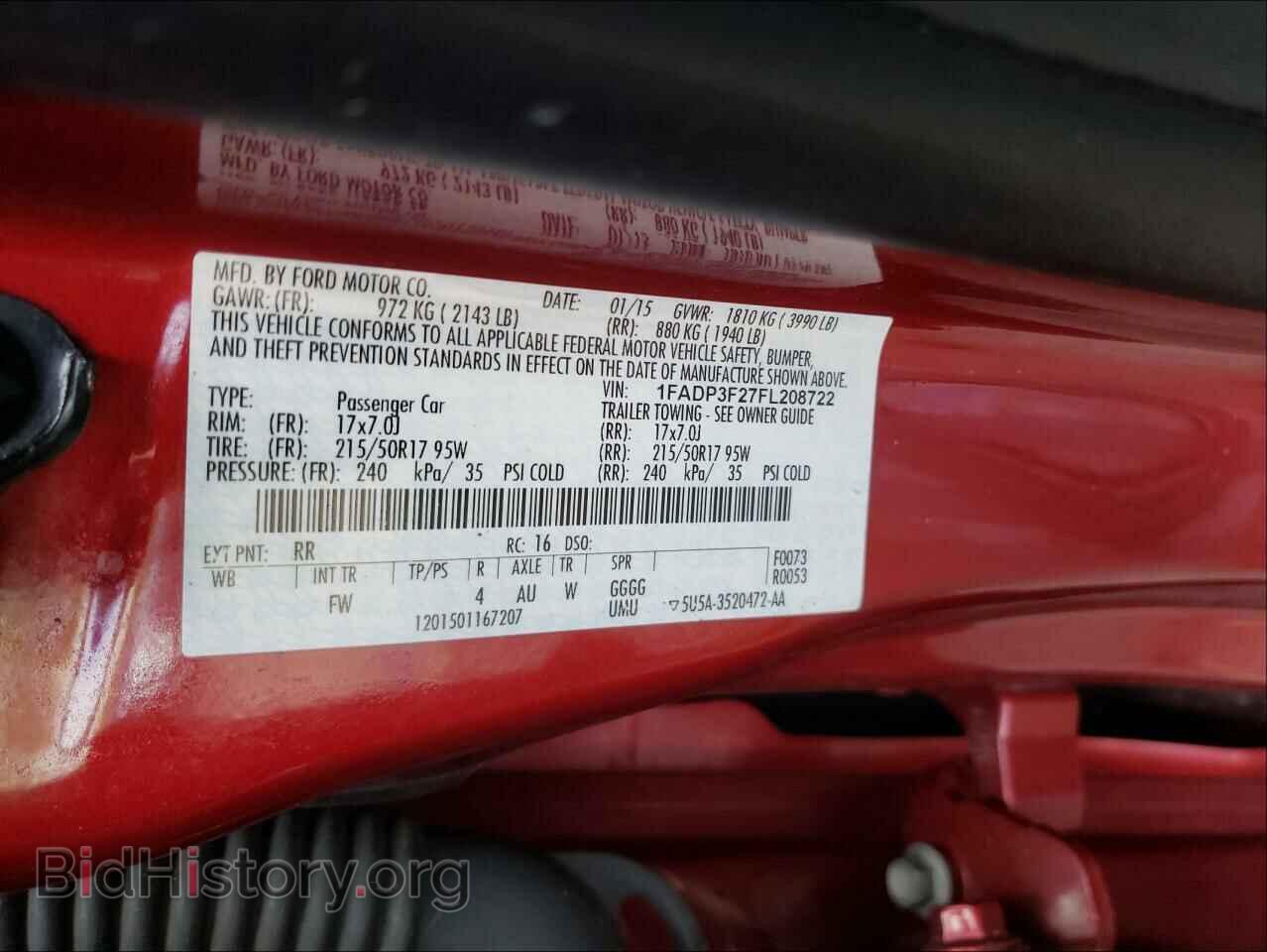 2015 FORD FOCUS - VIN: 1FADP3F27FL208722 - Фото 10