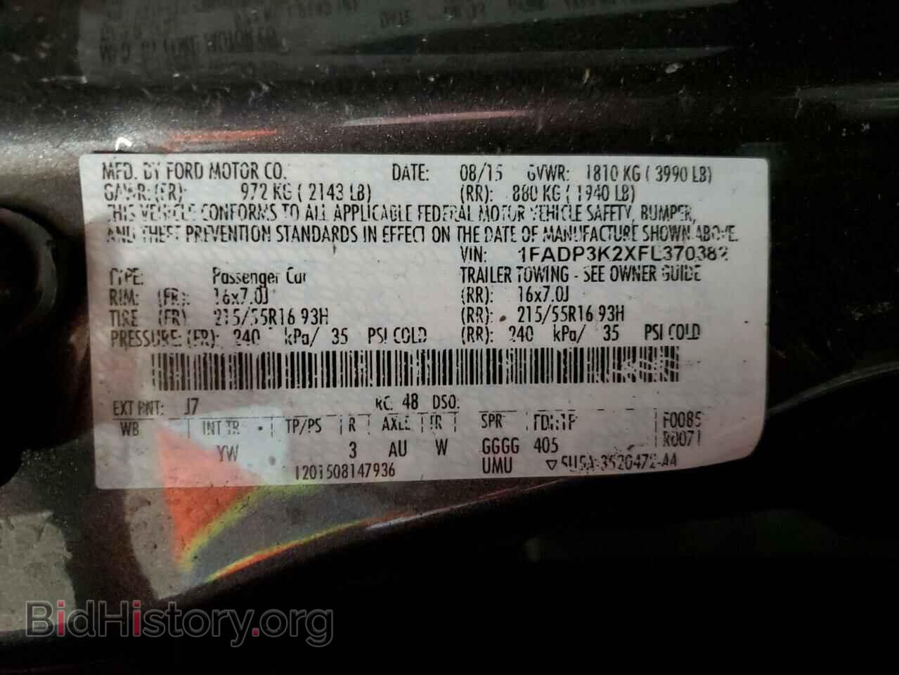 2015 FORD FOCUS - VIN: 1FADP3K2XFL370382 - Фото 13