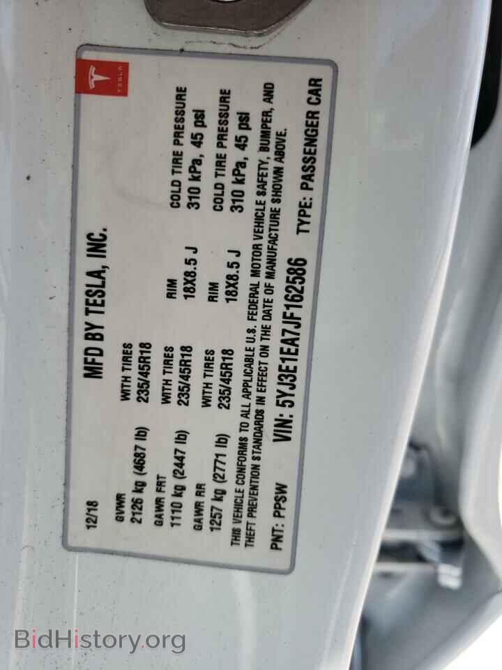 2018 TESLA MODEL 3 - VIN: 5YJ3E1EA7JF162586 - Photo 10