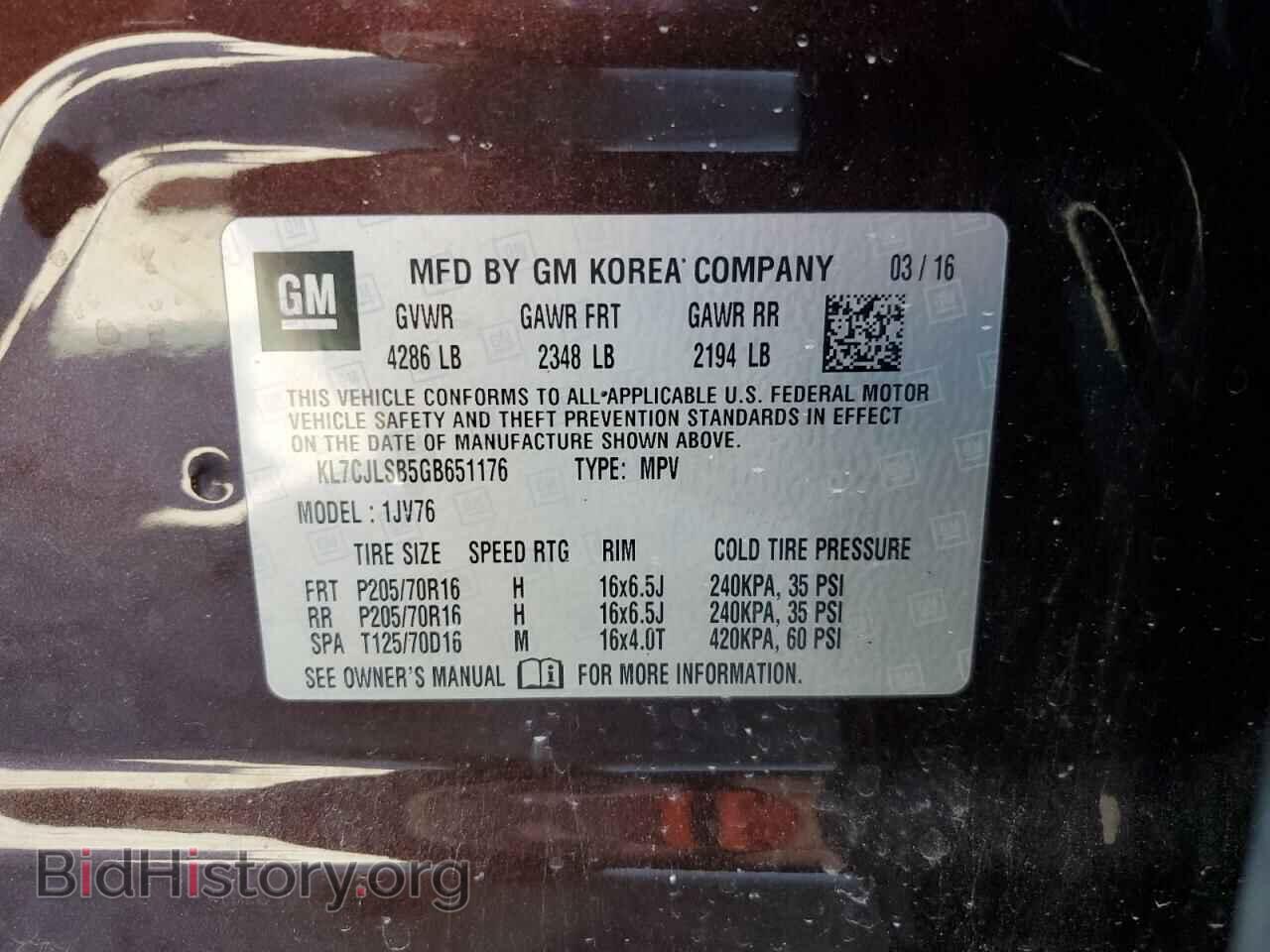 2016 CHEVROLET TRAX - VIN: KL7CJLSB5GB651176 - Фото 12