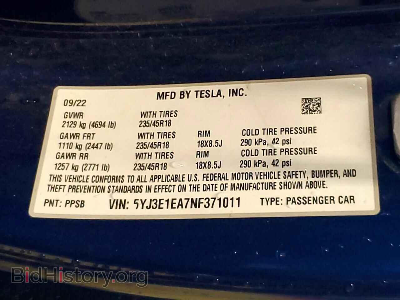2022 TESLA MODEL 3 - VIN: 5YJ3E1EA7NF371011 - Photo 13
