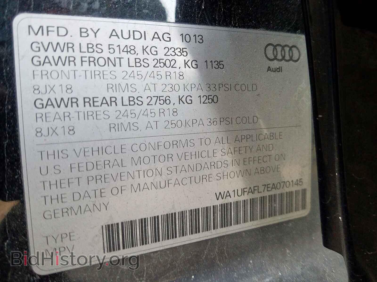 2014 AUDI A4 - VIN: WA1UFAFL7EA070145 - Фото 10