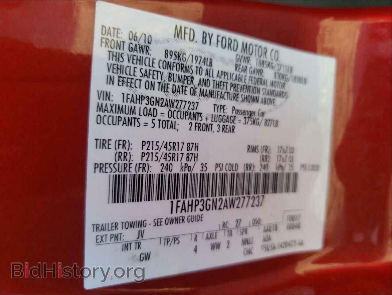 2010 FORD FOCUS - VIN: 1FAHP3GN2AW277237 - Фото 10