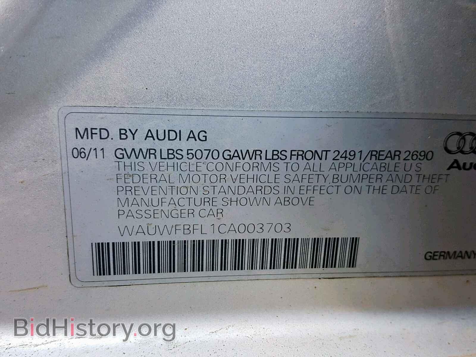 2012 AUDI A4 - VIN: WAUWFBFL1CA003703 - Photo 10