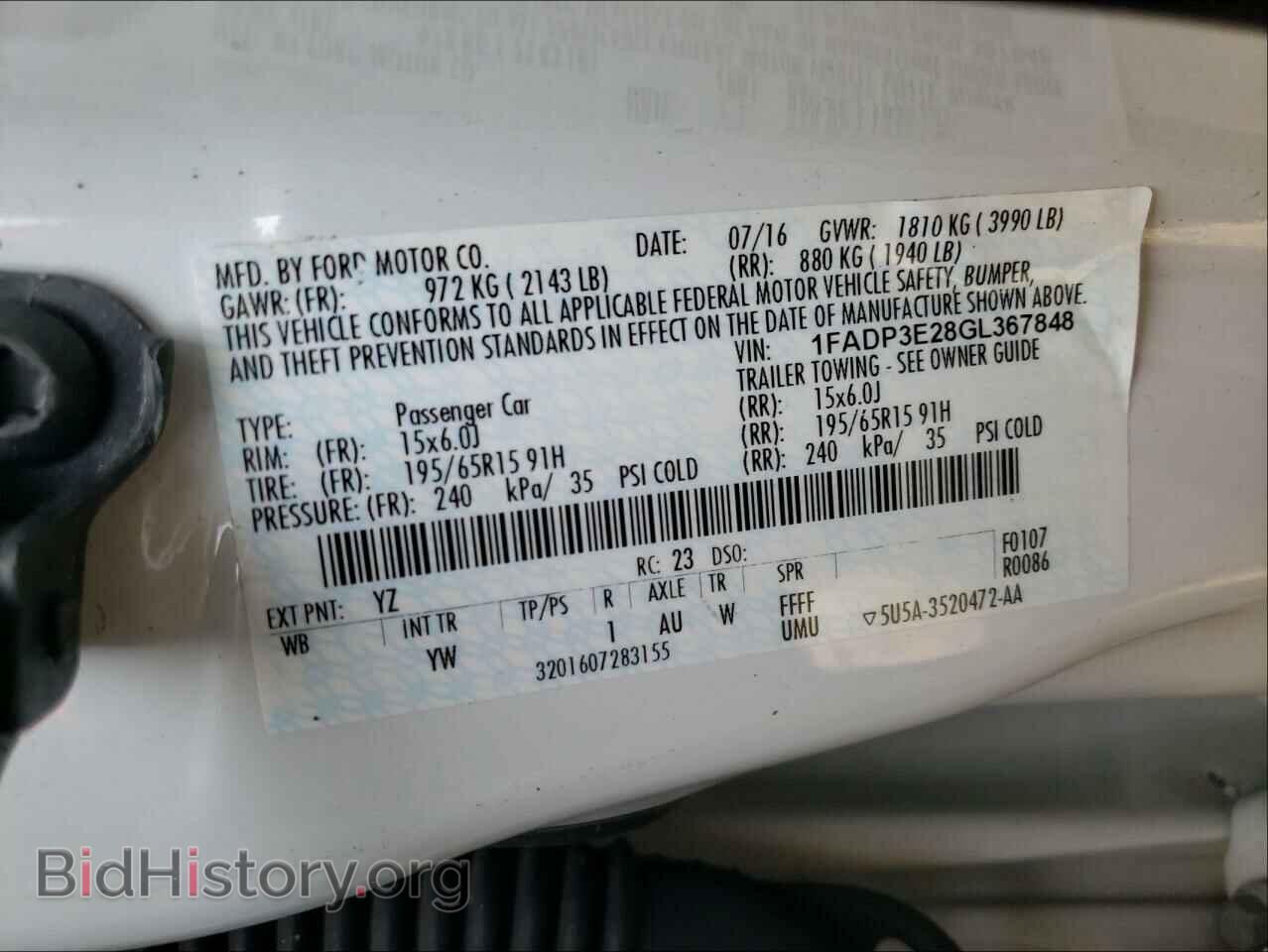 2016 FORD FOCUS - VIN: 1FADP3E28GL367848 - Фото 10