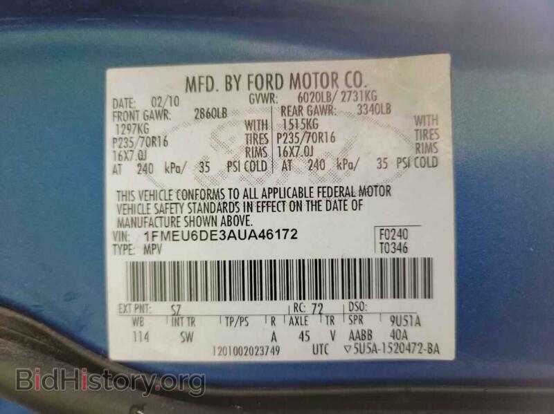 2010 Ford EXPLORER (VIN 1FMEU6DE3AUA46172) — photo 10 of 10