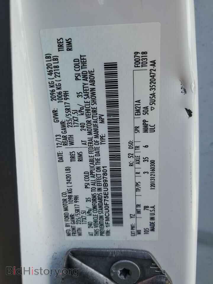2014 FORD ESCAPE - VIN: 1FMCU0F75EUB97801 - Photo 10