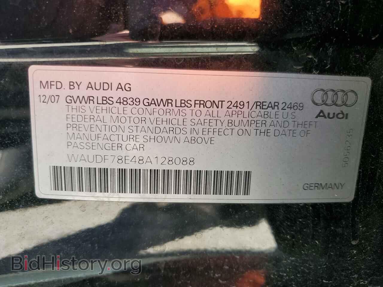 2008 AUDI A4 - VIN: WAUDF78E48A128088 - Фото 10