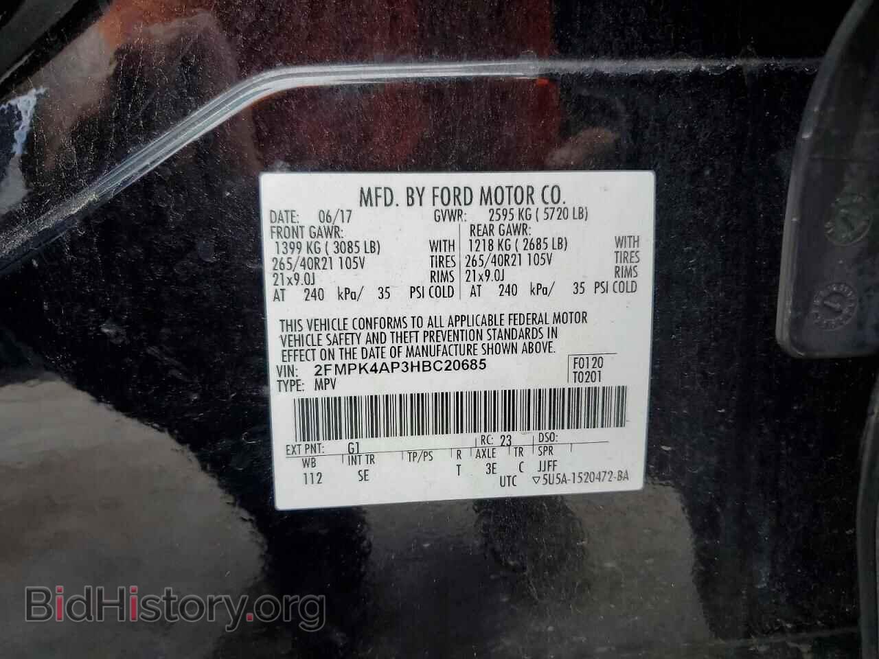 2017 FORD EDGE - VIN: 2FMPK4AP3HBC20685 - Photo 13