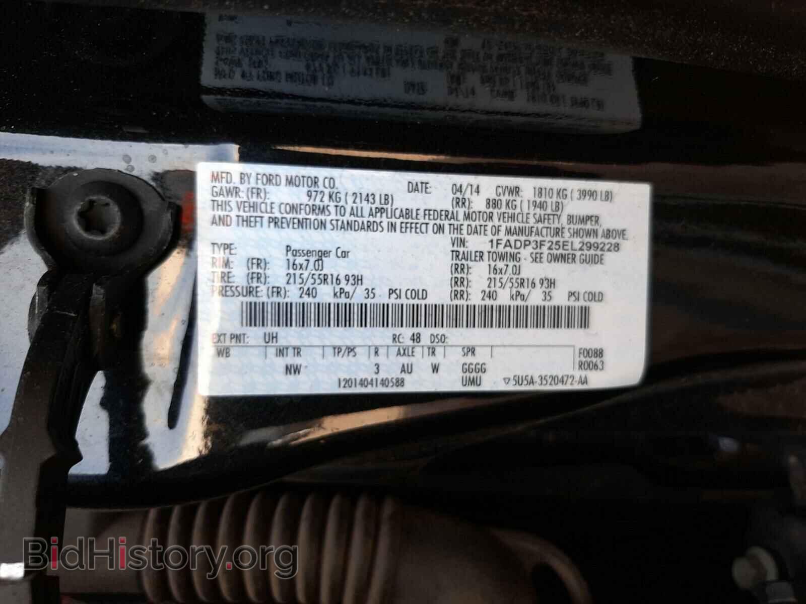 2014 FORD FOCUS - VIN: 1FADP3F25EL299228 - Фото 10