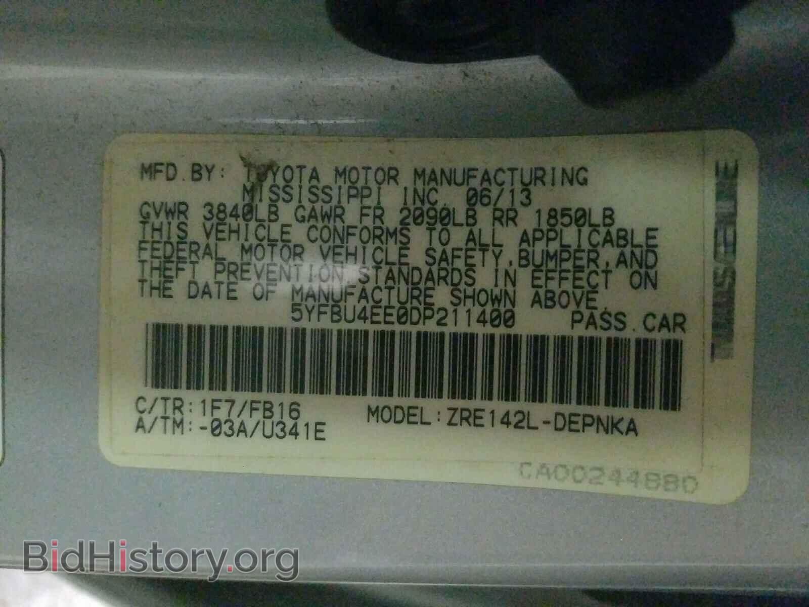2013 TOYOTA COROLLA - VIN: 5YFBU4EE0DP211400 - Фото 10