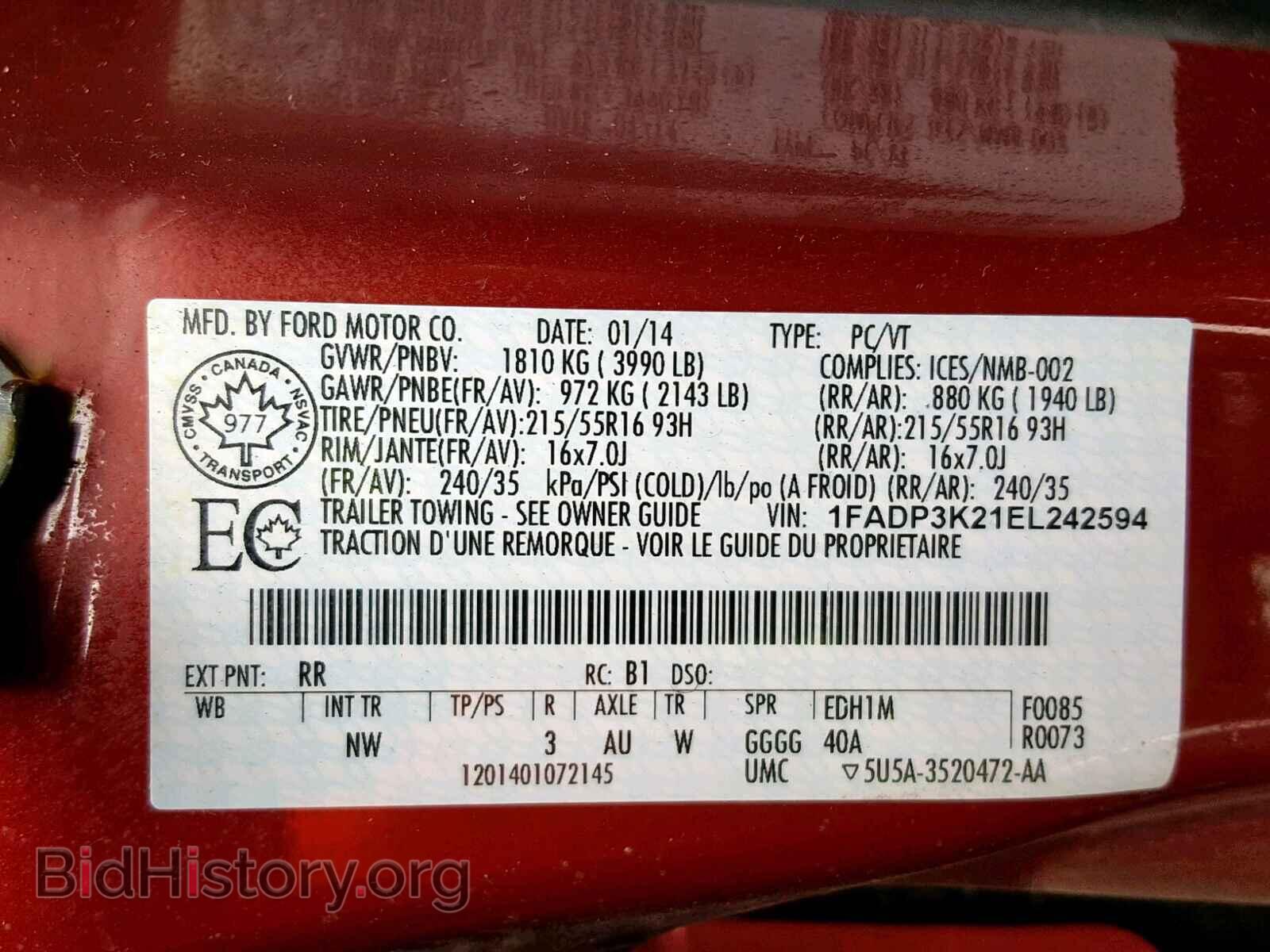 2014 FORD FOCUS SE - VIN: 1FADP3K21EL242594 - Фото 10