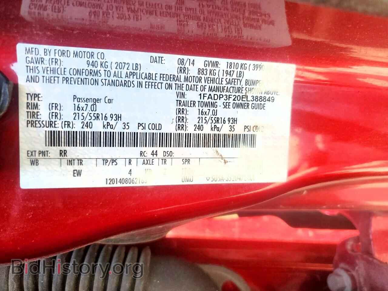 2014 FORD FOCUS - VIN: 1FADP3F20EL388849 - Фото 12