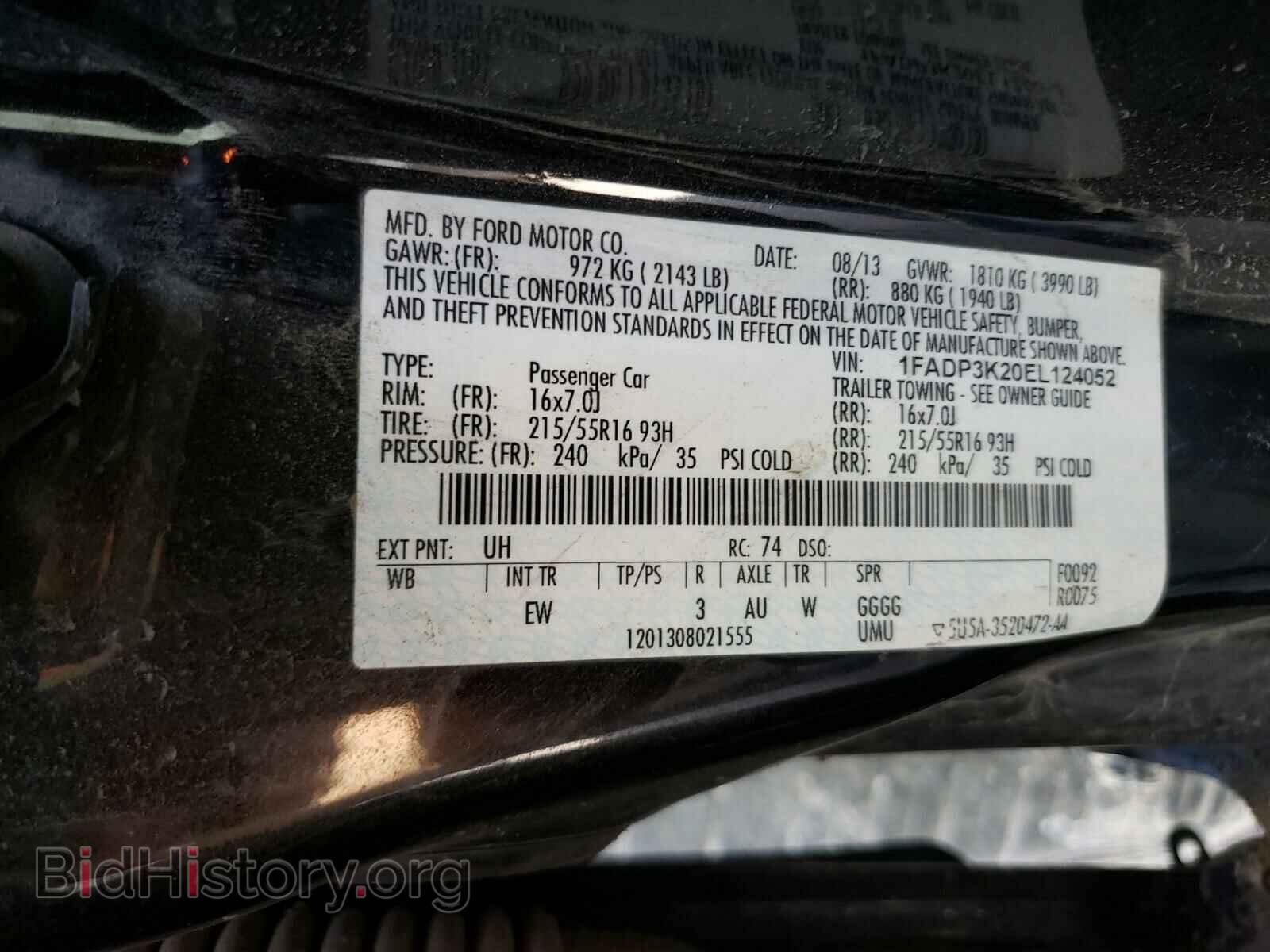 2014 FORD FOCUS - VIN: 1FADP3K20EL124052 - Фото 10