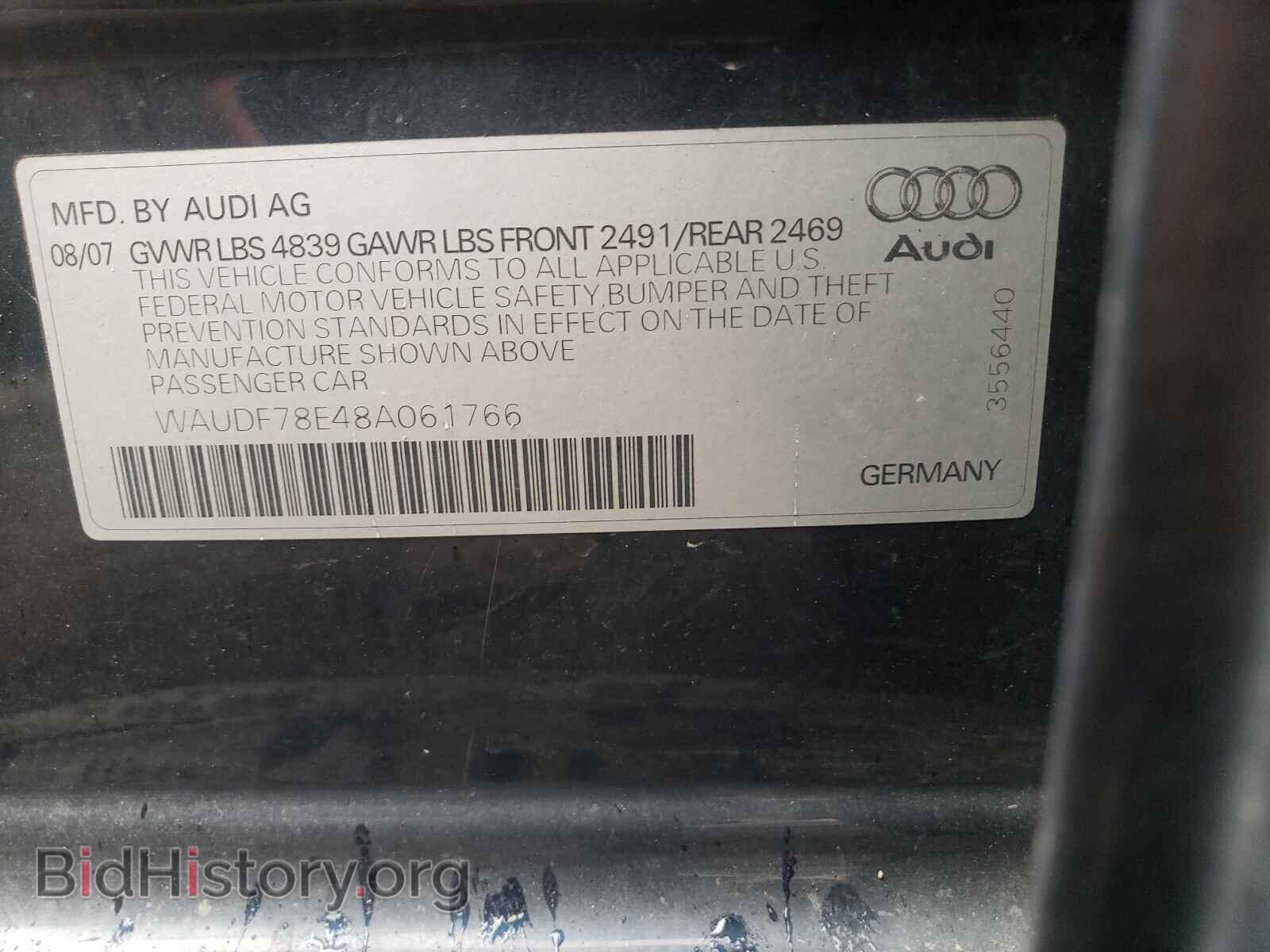 2008 AUDI A4 - VIN: WAUDF78E48A061766 - Фото 10