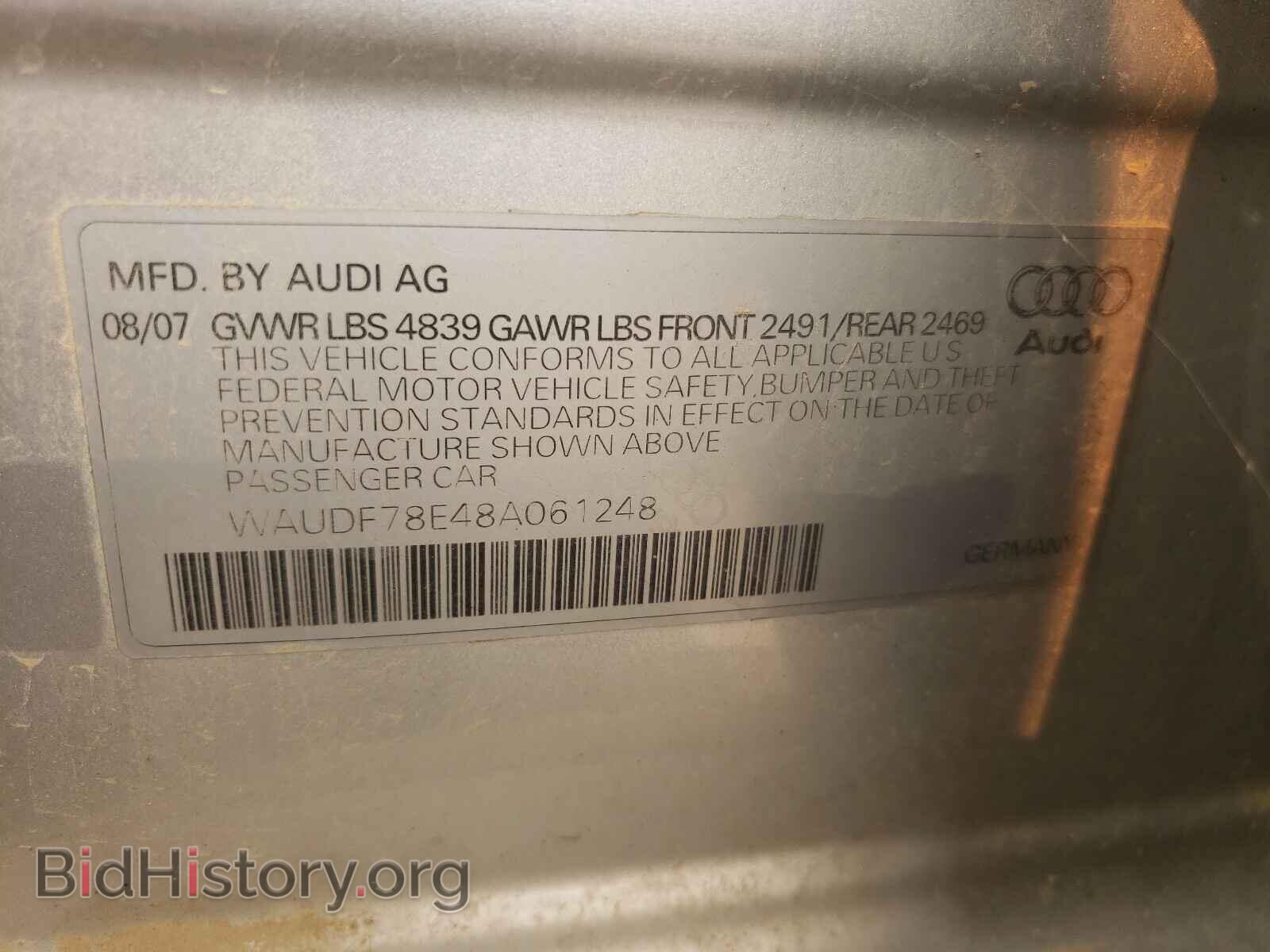 2008 AUDI A4 - VIN: WAUDF78E48A061248 - Фото 10